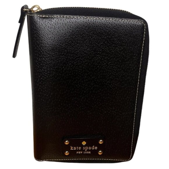 Kate Spade New York Black Leather Zip-Around Planner Organizer – 6-Ring Agenda - Picture 2 of 6